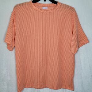 Pink Lily Striped Textured Top Size Large